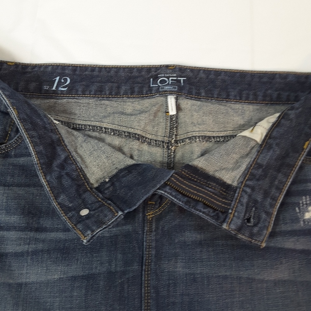 Loft Distressed Jean mini skirt Size 12 - Picture 3 of 7
